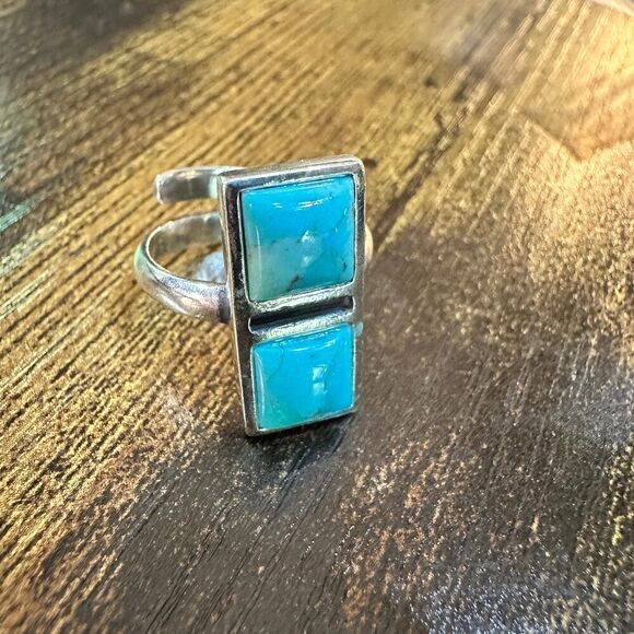 Boho Native American Turquoise Dream Sterling Silver Adjustable Ring, Gift Box - Picture 7 of 11